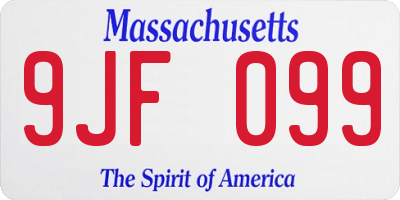 MA license plate 9JF099