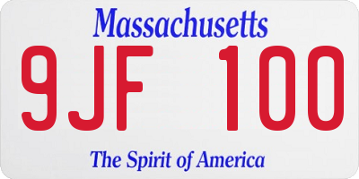 MA license plate 9JF100