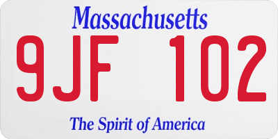 MA license plate 9JF102