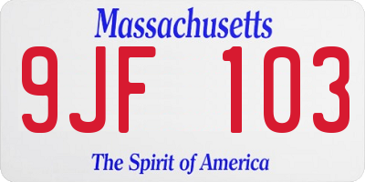MA license plate 9JF103