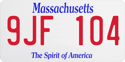 MA license plate 9JF104