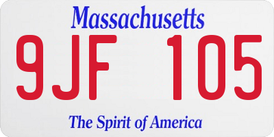 MA license plate 9JF105