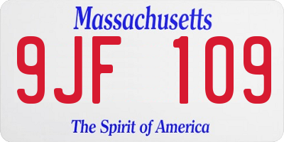 MA license plate 9JF109