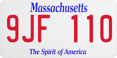 MA license plate 9JF110