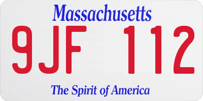 MA license plate 9JF112