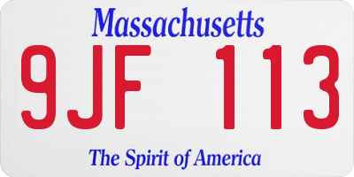 MA license plate 9JF113