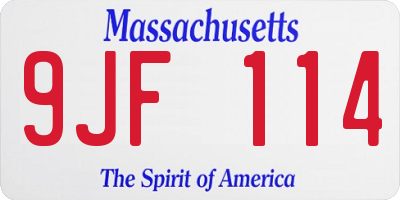 MA license plate 9JF114