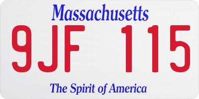 MA license plate 9JF115
