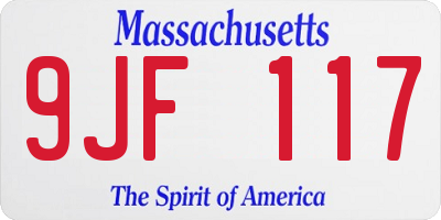 MA license plate 9JF117