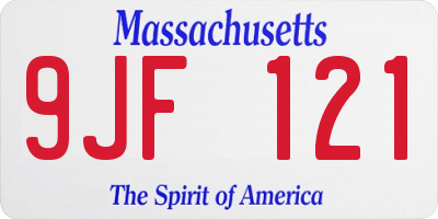 MA license plate 9JF121