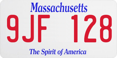 MA license plate 9JF128