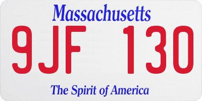 MA license plate 9JF130