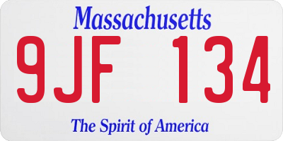 MA license plate 9JF134