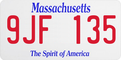MA license plate 9JF135