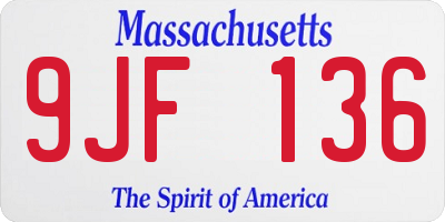 MA license plate 9JF136