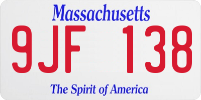 MA license plate 9JF138