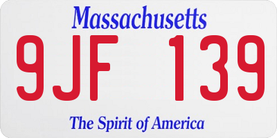 MA license plate 9JF139