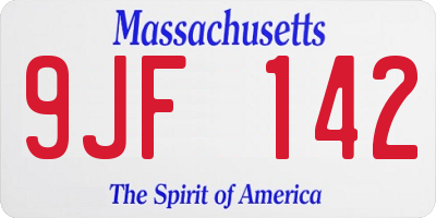 MA license plate 9JF142