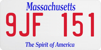 MA license plate 9JF151
