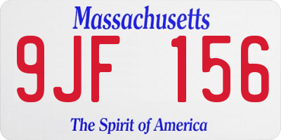 MA license plate 9JF156