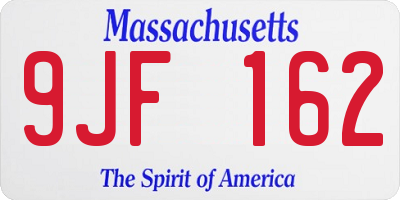 MA license plate 9JF162