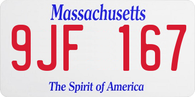 MA license plate 9JF167