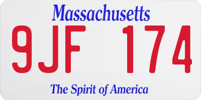 MA license plate 9JF174