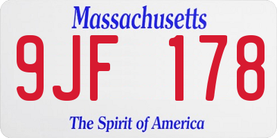 MA license plate 9JF178