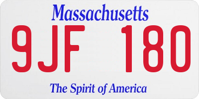 MA license plate 9JF180