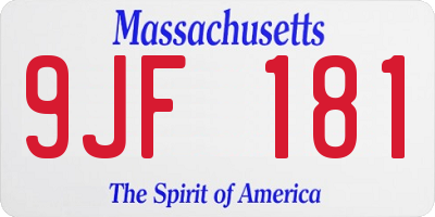 MA license plate 9JF181