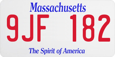 MA license plate 9JF182