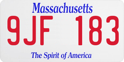 MA license plate 9JF183