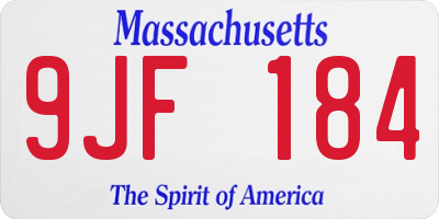 MA license plate 9JF184