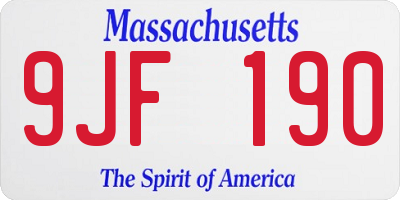 MA license plate 9JF190