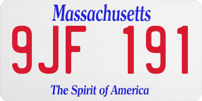 MA license plate 9JF191