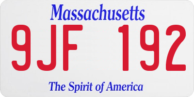 MA license plate 9JF192