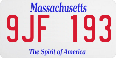 MA license plate 9JF193