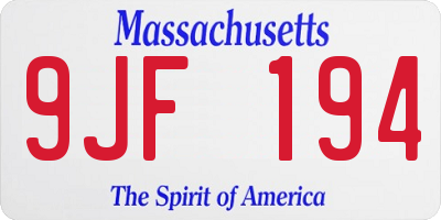 MA license plate 9JF194