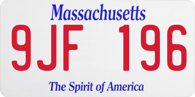 MA license plate 9JF196