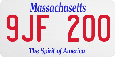 MA license plate 9JF200