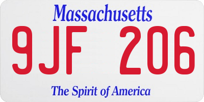 MA license plate 9JF206