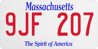 MA license plate 9JF207