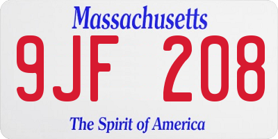 MA license plate 9JF208