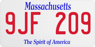 MA license plate 9JF209