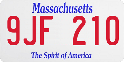 MA license plate 9JF210