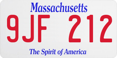 MA license plate 9JF212