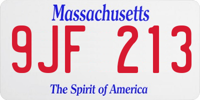 MA license plate 9JF213