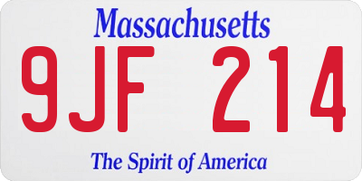 MA license plate 9JF214