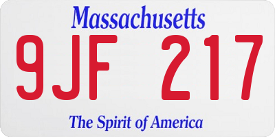MA license plate 9JF217