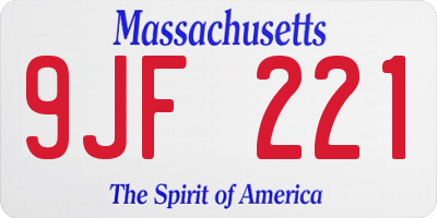 MA license plate 9JF221